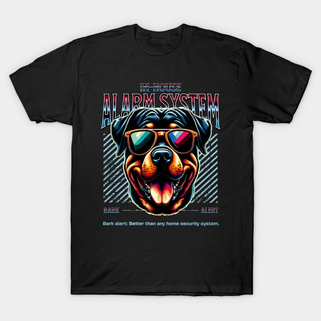 Bark Alert Rottweiler Dog T-Shirt by Miami Neon Designs